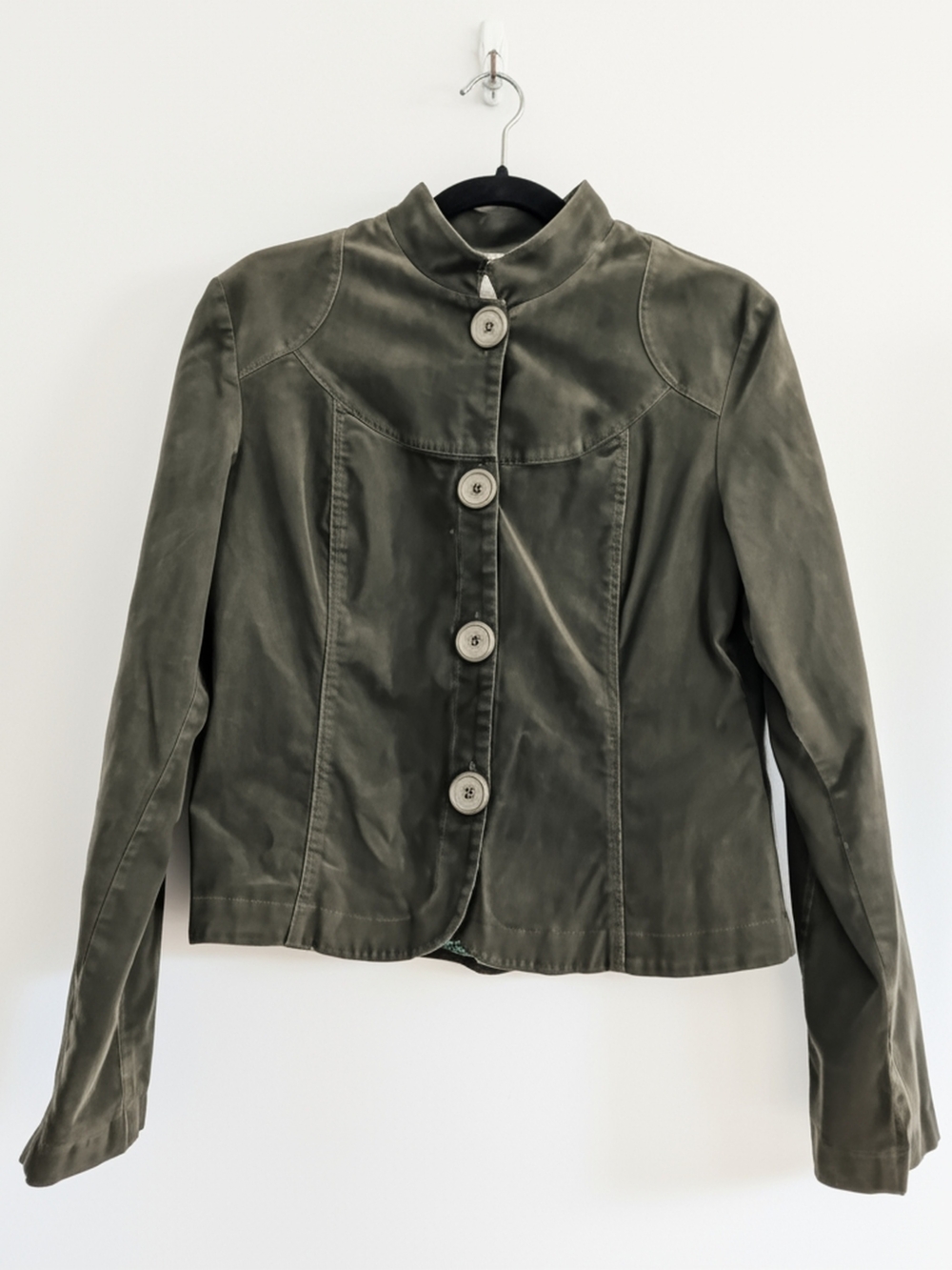 Zinc Olive Green Button-Front Corduroy Women's Jacket Size L
